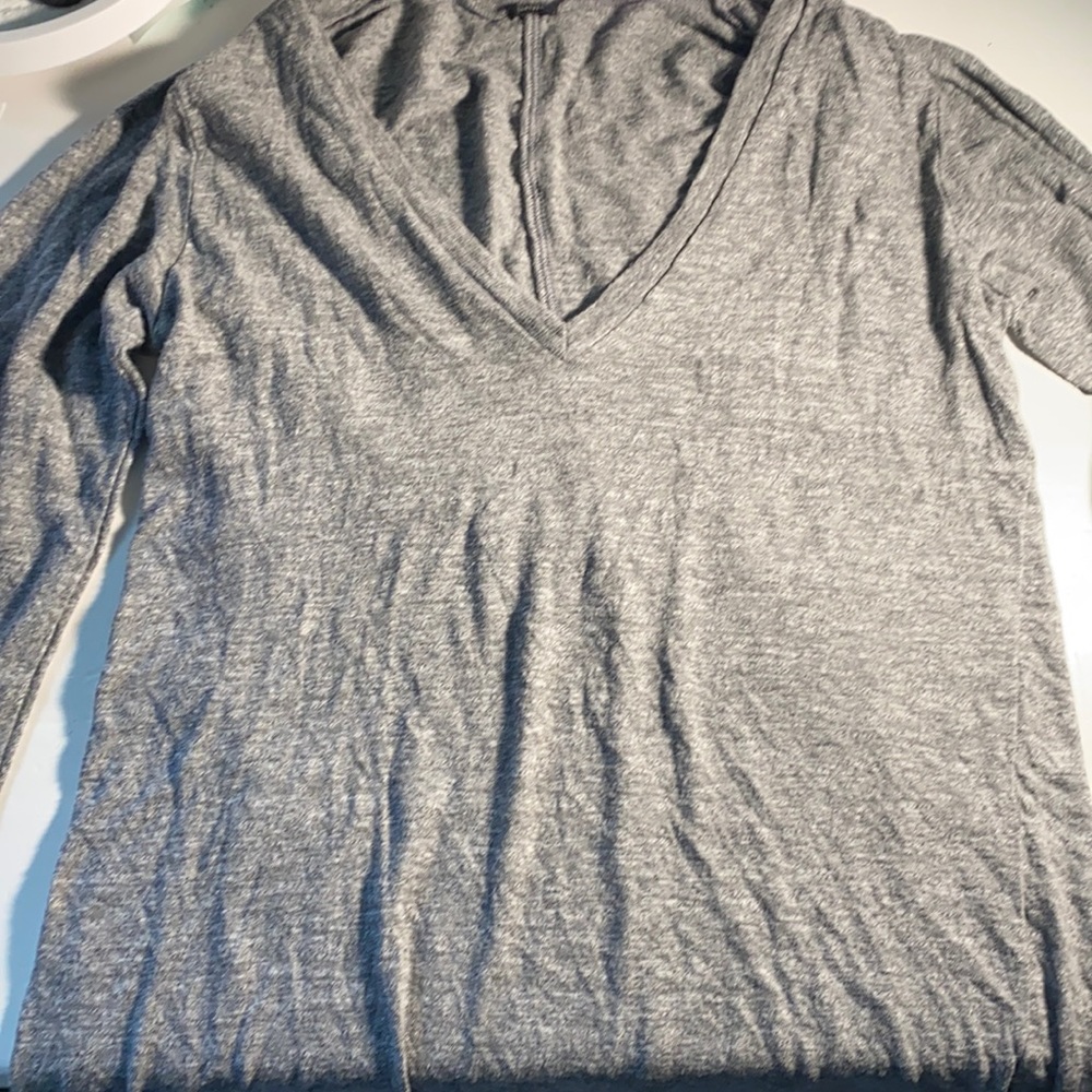 Monrow Dark Gray Long Sleeve V Neck